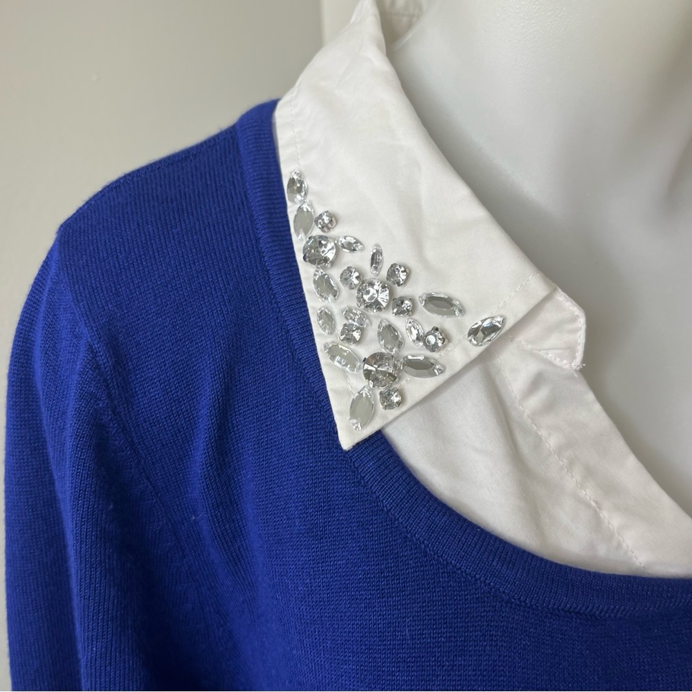 Notations Women's Embellished Point-Collar Sweater L - Picture 3 of 6